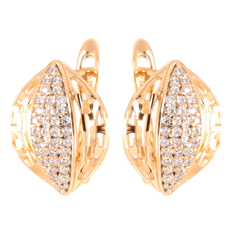 Серьги Xuping Позолота 18K английский замок Резной узор с цирконием фото №2