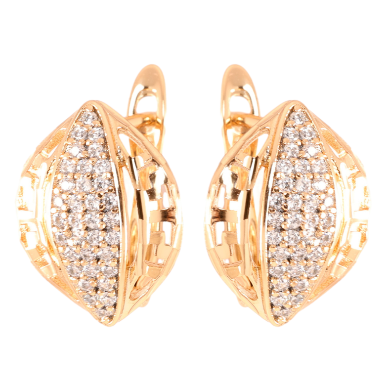 Сережки Xuping Позолота 18K англійський замок Різьблений візерунок з цирконієм фото №2