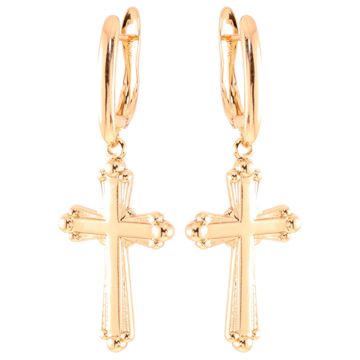 Серьги Xuping Позолота 18K английский замок Крестики фото №3