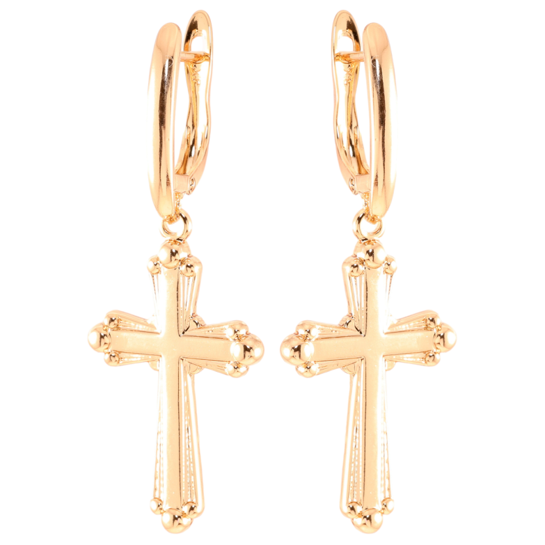 Сережки Xuping Позолота 18K англійський замок Хрестики фото №1
