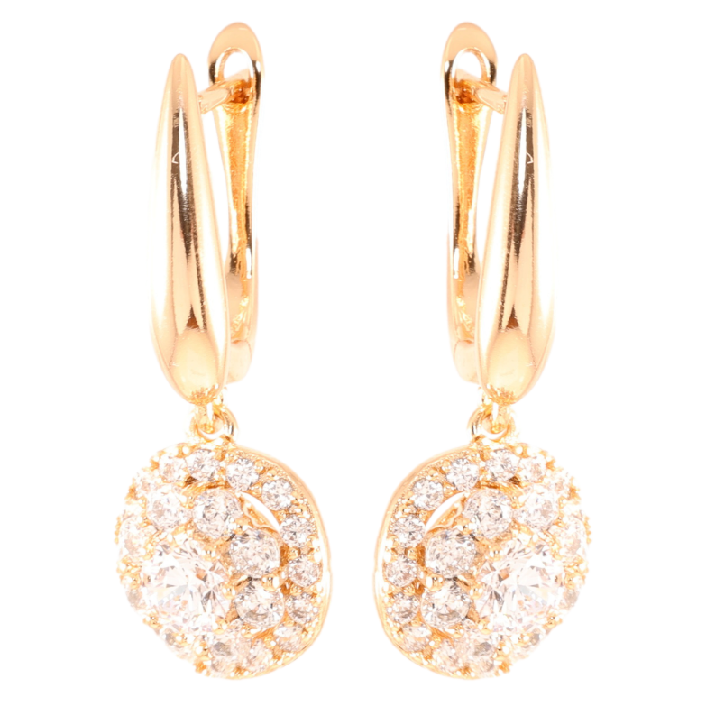 Сережки Xuping Позолота 18K англійський замок Підвіски з інкрустацією цирконієм фото №8