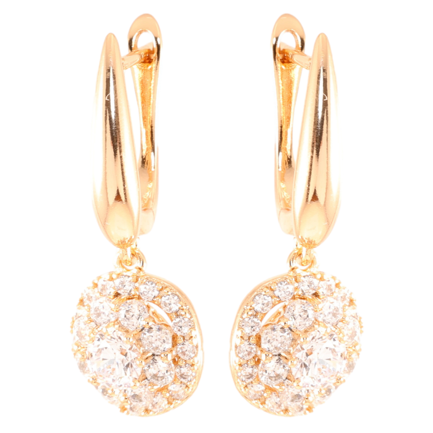 Сережки Xuping Позолота 18K англійський замок Підвіски з інкрустацією цирконієм фото №1