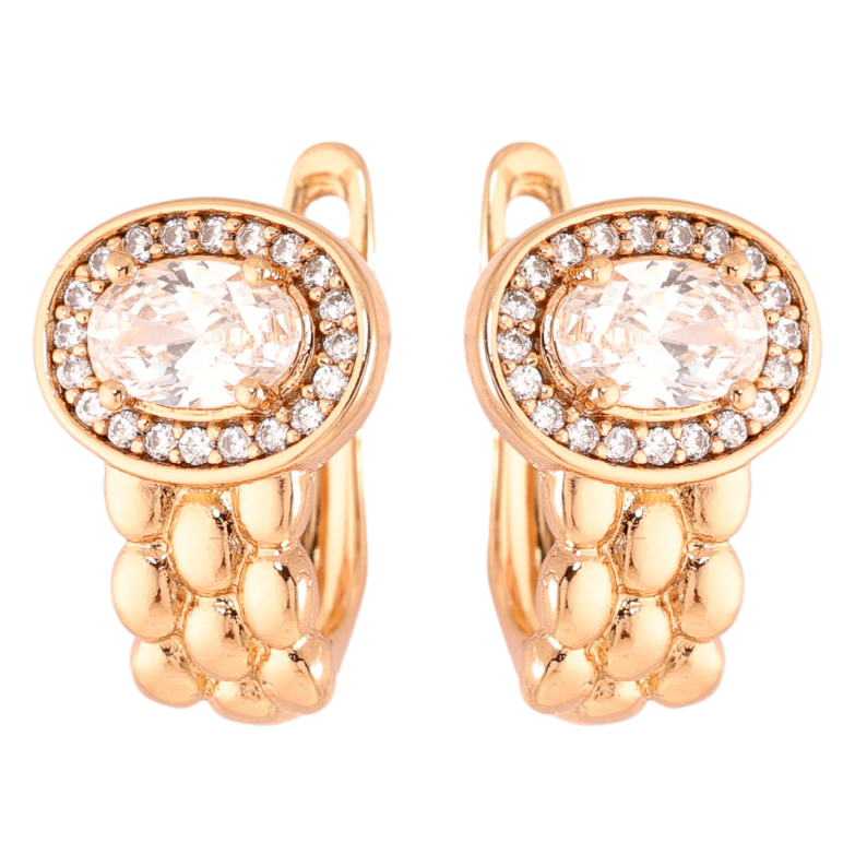 Сережки Xuping Позолота 18K англійський замок Декоративний візерунок з цирконієм фото №6