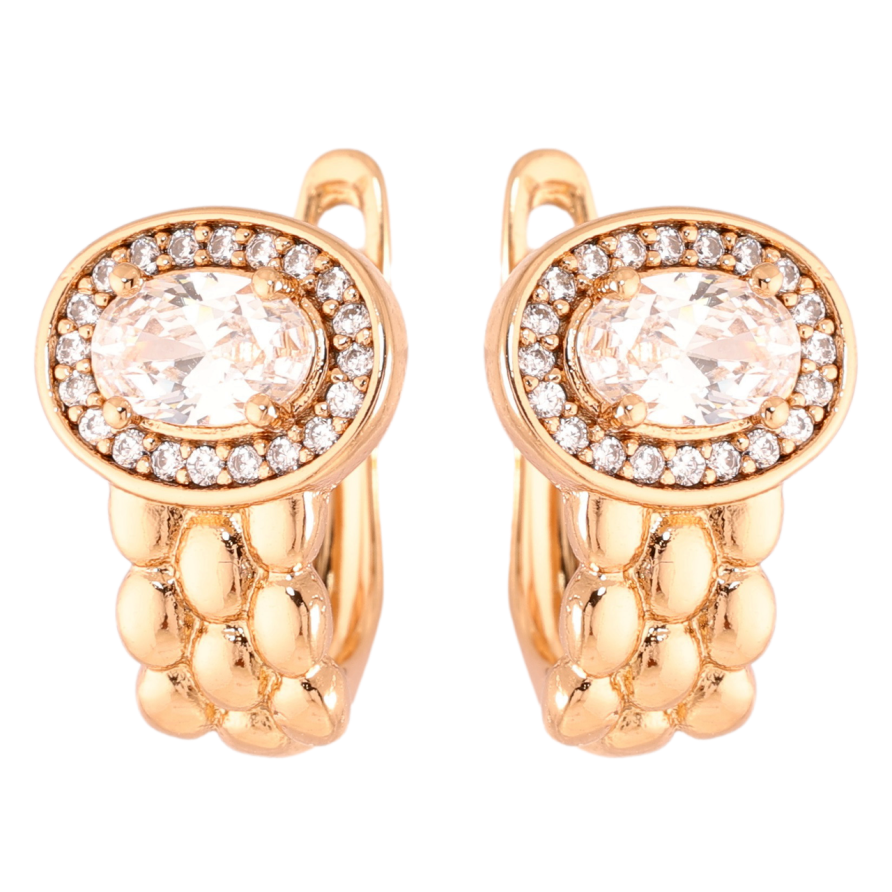 Сережки Xuping Позолота 18K англійський замок Декоративний візерунок з цирконієм фото №1