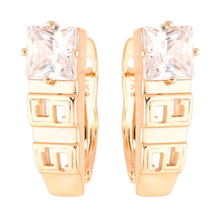 Серьги Xuping Позолота 18K английский замок Узор с фианитами фото №12