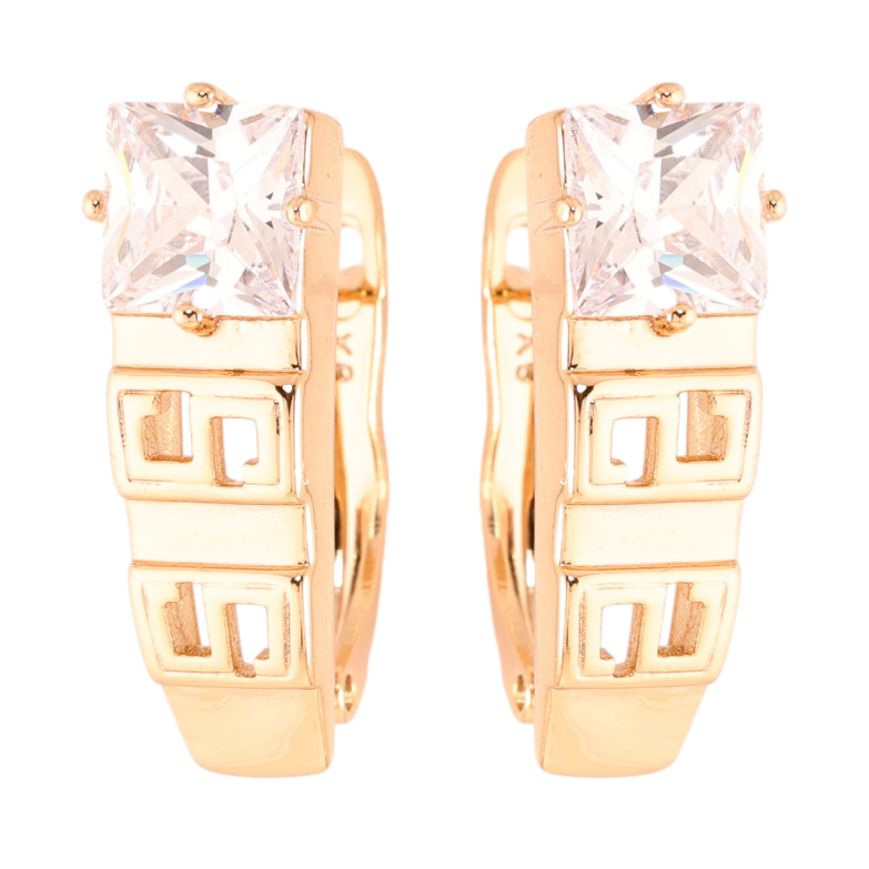 Серьги Xuping Позолота 18K английский замок Узор с фианитами фото №1