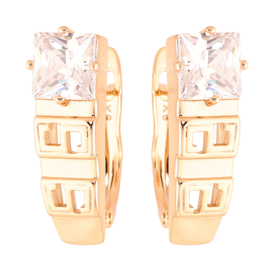 Сережки Xuping Позолота 18K англійський замок Візерунок з фіанітами фото №1