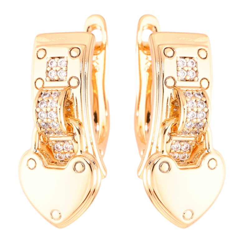 Сережки Xuping Позолота 18K англійський замок Замочки-сердечка фото №1