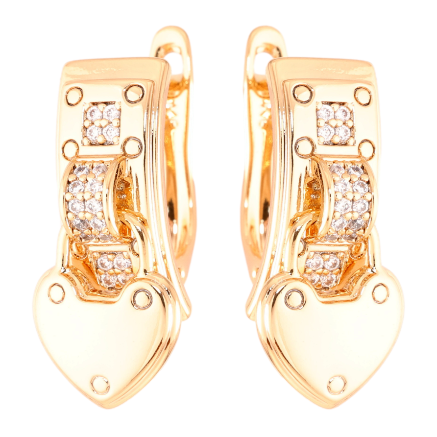 Серьги Xuping Позолота 18K английский замок Замочки-сердечки фото №1