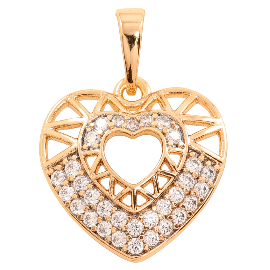Кулон Xuping Позолота 18K Резное сердце с цирконием для цепочки до 5мм фото №1