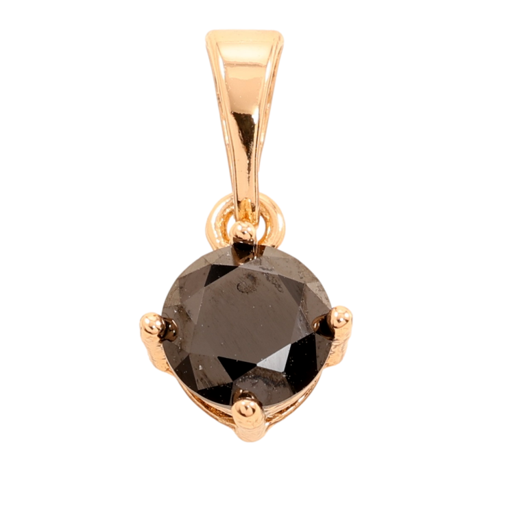 Кулон Xuping Позолота 18K Чорний фіаніт, ø 6мм для ланцюжка до 5мм фото №6 Кулон Xuping Позолота 18K Чорний фіаніт, ø 6мм для ланцюжка до 5мм фото №6