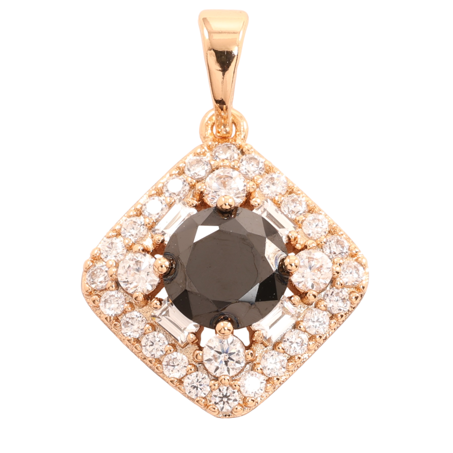 Кулон Xuping Позолота 18K «Чорний фіаніт в обрамленні цирконію» для ланцюжка до 5мм фото №1