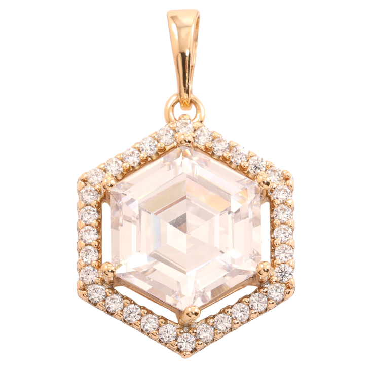 Кулон Xuping Позолота 18K «Шестигранний кристал в обрамленні цирконію» для ланцюжка до 6мм фото №20