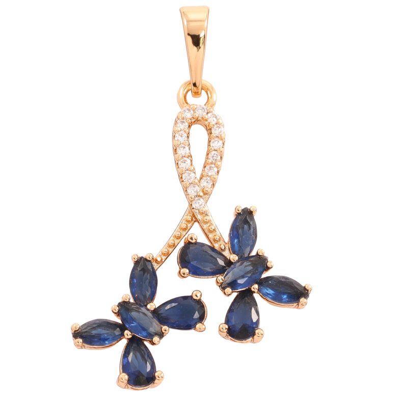 Кулон Xuping Позолота 18K Синие кристальные бабочки для цепочки до 6мм фото №1