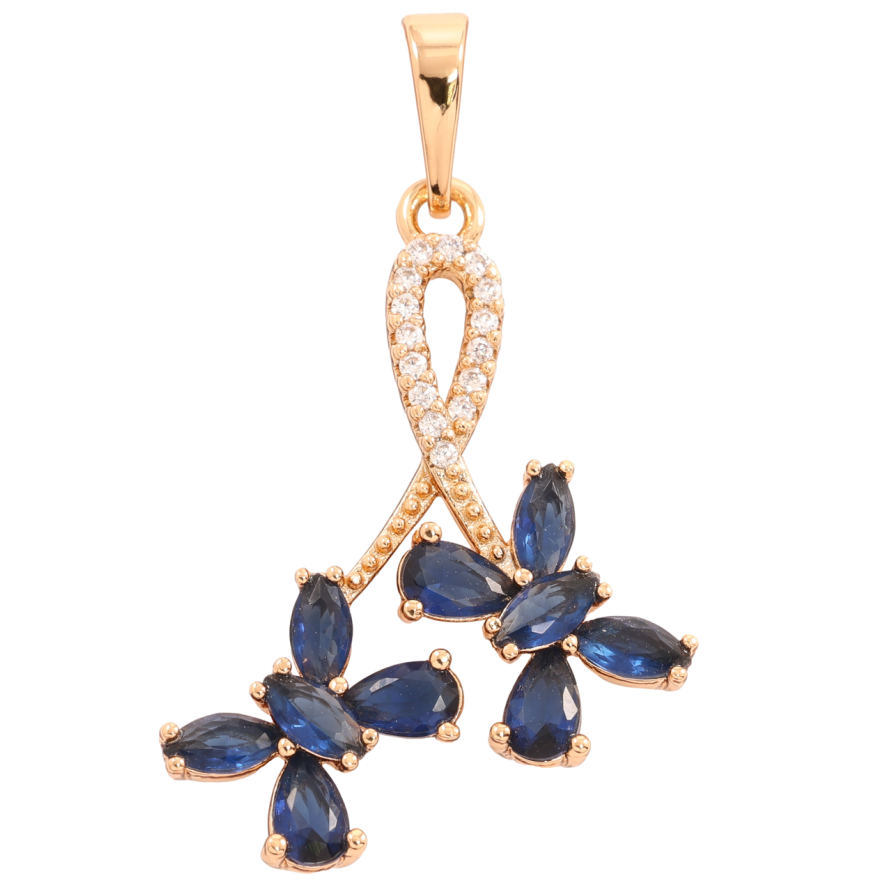 Кулон Xuping Позолота 18K «Сині кришталеві метелики» для ланцюжка до 6мм фото №1