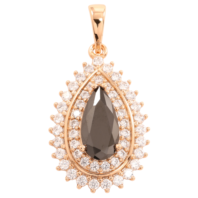 Кулон Xuping Позолота 18K «Крапелька з інкрустацією цирконієм і чорним фіанітом» для ланцюжка до 6мм фото №5