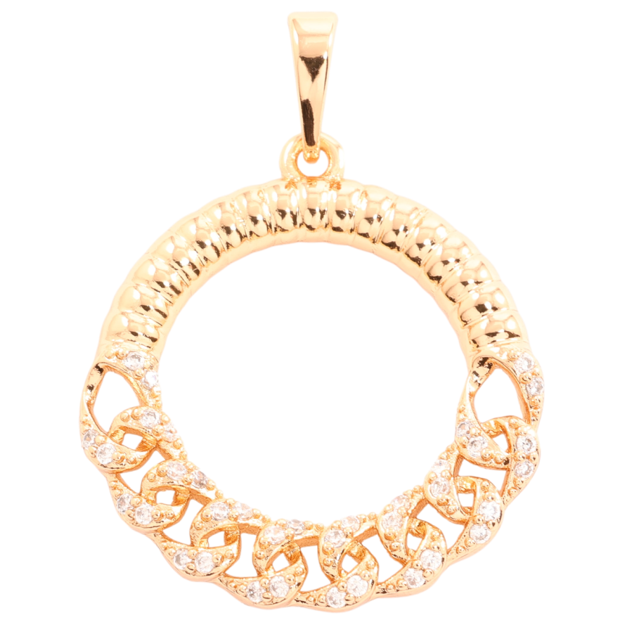 Кулон Xuping Позолота 18K «Колечко з візерунком ланцюжок із цирконієм» для ланцюжка до 6мм фото №1