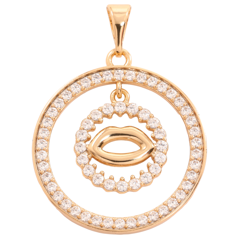 Кулон Xuping Позолота 18K «Колечка цирконію з губами» для ланцюжка до 7мм фото №22