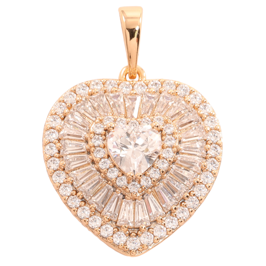 Кулон Xuping Позолота 18K «Сердечко з інкрустацією цирконієм» для ланцюжка до 6мм фото №1