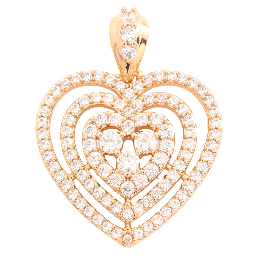 Кулон Xuping Позолота 18K «Серце з інкрустацією цирконієм» для ланцюжка до 4мм фото №1