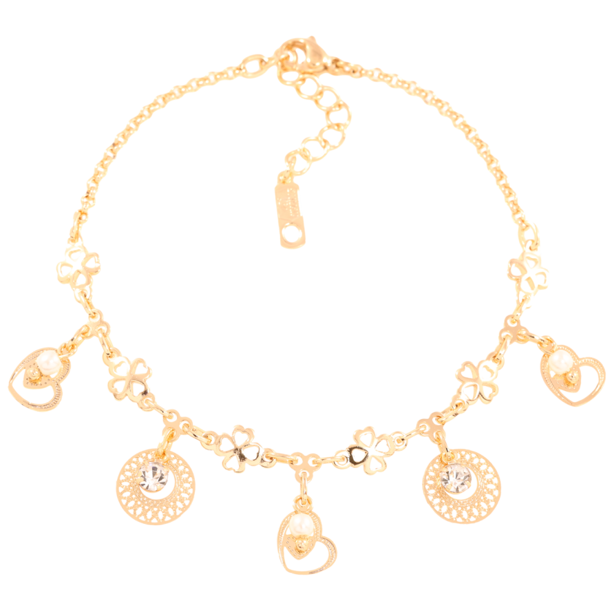 Браслет Xuping Позолота 18K Цепочка с декоративными подвесками длинна с доп.цепочкой 18-21см х 2мм фото №1