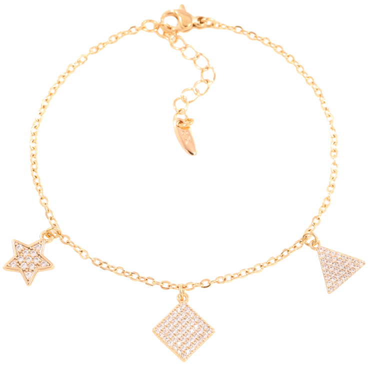 Браслет Xuping Позолота 18K Цепочка с подвесками длинна с доп.цепочкой 17.5-20.5см х 1.5мм фото №3