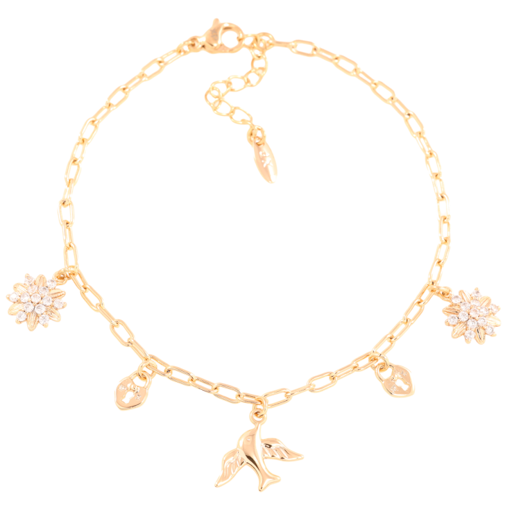 Браслет Xuping Позолота 18K Цепочка с подвесками длинна с доп.цепочкой 18-21.5см х 2.5мм фото №2