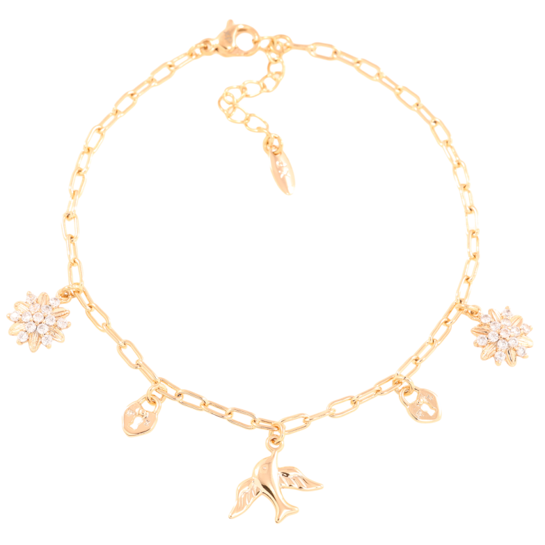 Браслет Xuping Позолота 18K Ланцюжок з підвісками» довжина з доп.ланцюжком 18-21.5см х 2.5мм фото №1