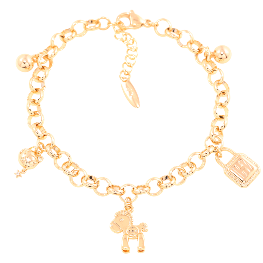 Браслет Xuping Позолота 18K Цепочка с подвесками длинна с доп.цепочкой 19.5-23см х 6мм фото №1