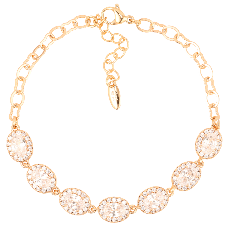 Браслет Xuping Позолота 18K Цепочка с кристальными звеньями длинна с доп.цепочкой 17-20.5см х 4мм фото №1