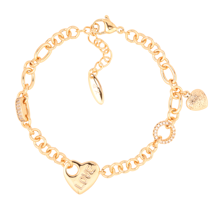 Браслет Xuping Позолота 18K Ланцюжок зі вставками сердечка і колечка» довжина з доп.ланцюжком 17-20.5см х 5мм фото №14