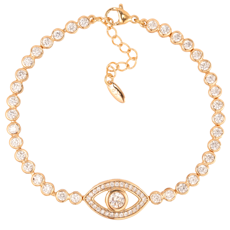 Браслет Xuping Позолота 18K Доріжка цирконію зі вставкою «око» довжина з дод.ланцюжком 18-21см х 4мм фото №12