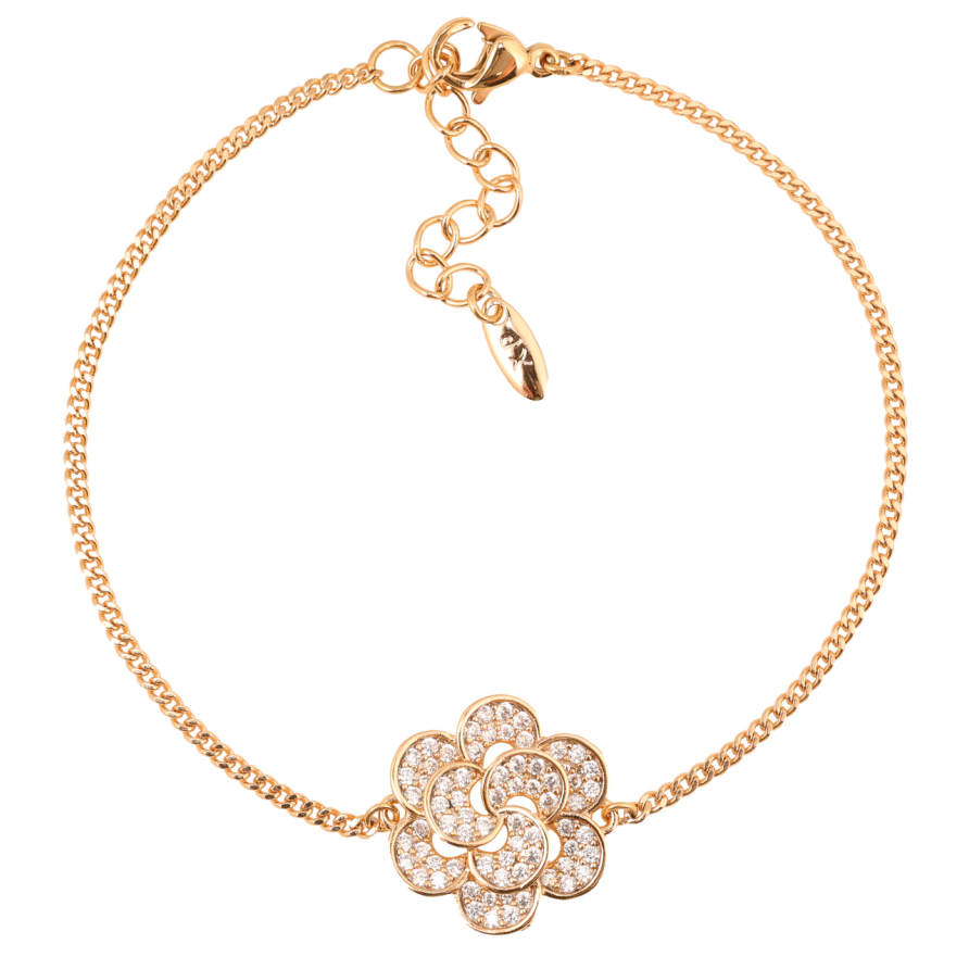 Браслет Xuping Позолота 18K Цепочка с вставкой цветок длинна с доп.цепочкой 17.5-21см х 1.5мм фото №1