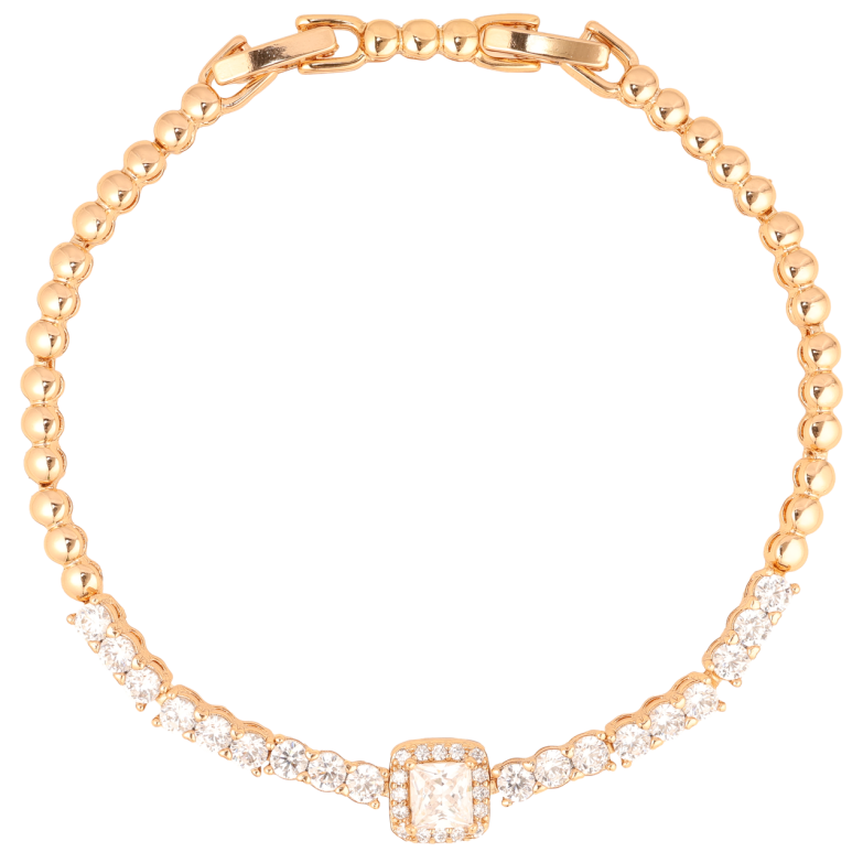 Браслет Xuping Позолота 18K Кристальная дорожка с вставкой длинна с доп.замком 17.5,19.5см х 3мм фото №1