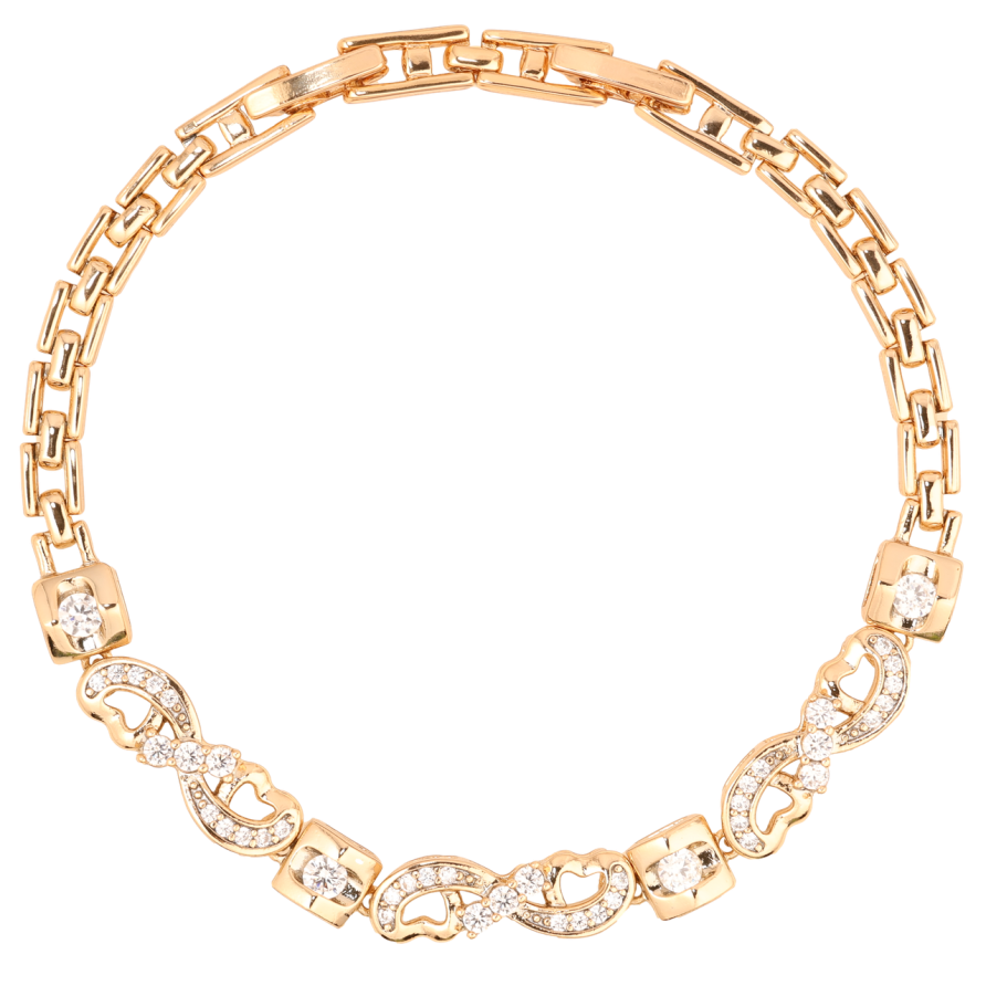 Браслет Xuping Позолота 18K Романтический узор с цирконием длинна с доп.замком 17,19см х 4мм фото №1