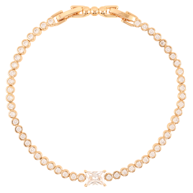 Браслет Xuping Позолота 18K Дорожка циркония с кристальной вставкой длинна с доп.замком 18,20см х 3мм фото №8