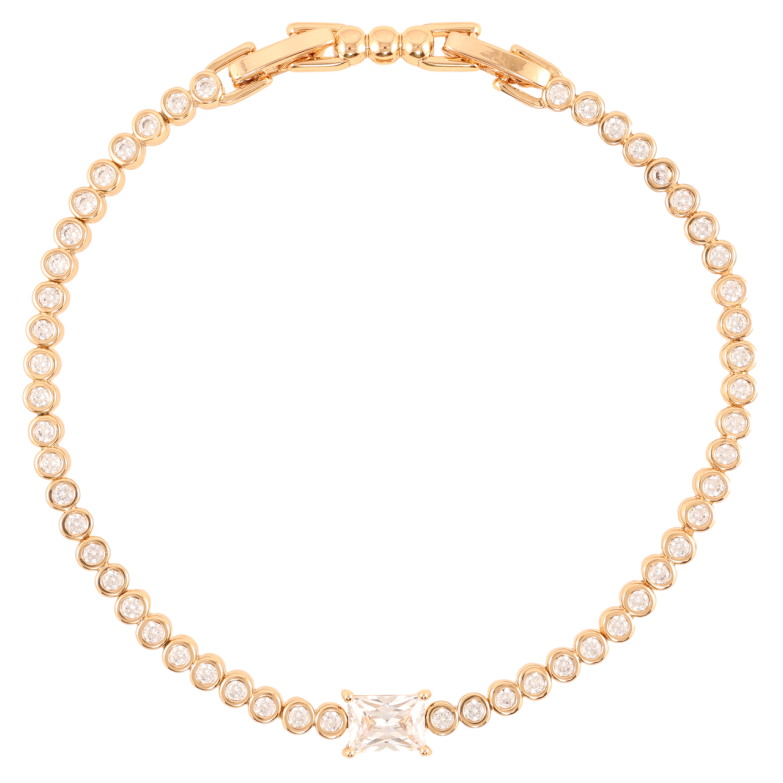 Браслет Xuping Позолота 18K Дорожка циркония с кристальной вставкой длинна с доп.замком 18,20см х 3мм фото №1