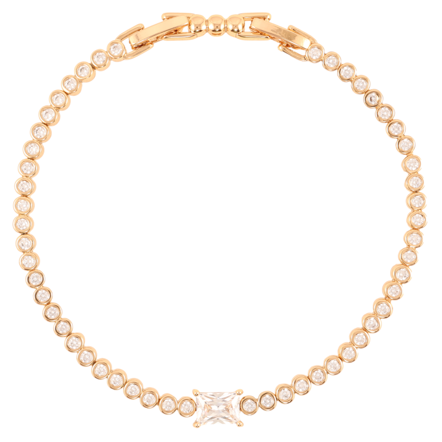 Браслет Xuping Позолота 18K Дорожка циркония с кристальной вставкой длинна с доп.замком 18,20см х 3мм фото №1