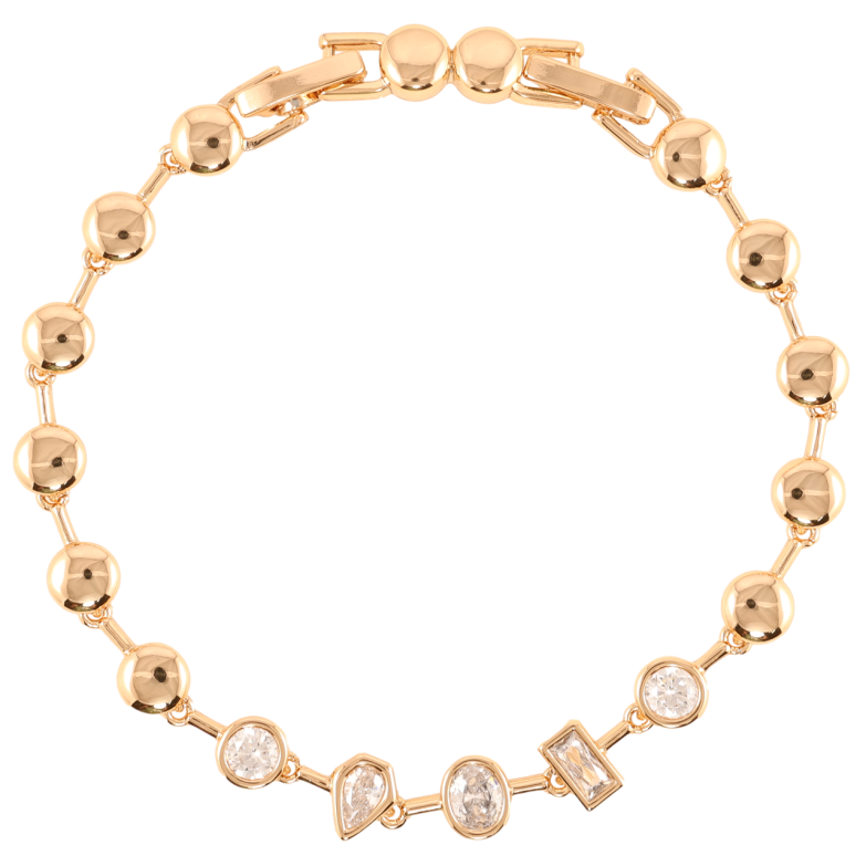 Браслет Xuping Позолота 18K «Круглі ланки з фіанітами» довжина з доп.замком 16,18см х 5мм фото №1