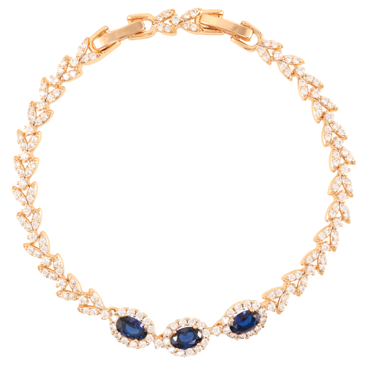 Браслет Xuping Позолота 18K Инкрустация цирконием с синими фианитами длинна с доп.замком 16.5,18.5см х 5мм фото №11