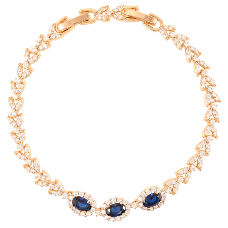 Браслет Xuping Позолота 18K «Інкрустація цирконієм з синіми фіанітами» довжина з доп.замком 16.5,18.5см х 5мм фото №1