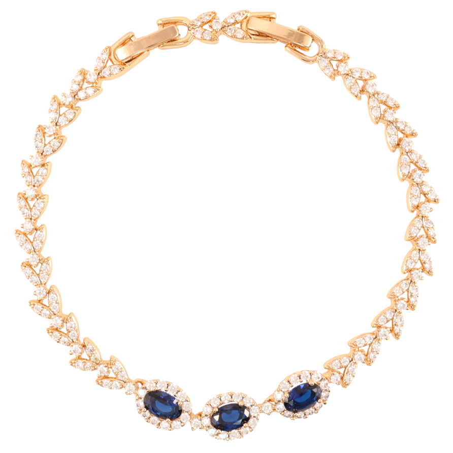 Браслет Xuping Позолота 18K Инкрустация цирконием с синими фианитами длинна с доп.замком 16.5,18.5см х 5мм фото №1