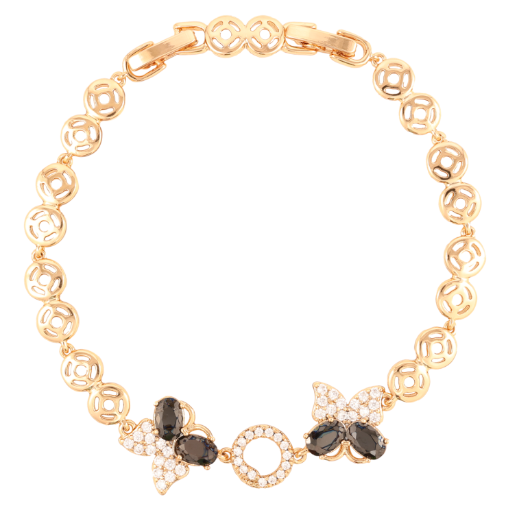 Браслет Xuping Позолота 18K Бабочки с цирконием и черными фианитами длинна с доп.замком 17,19см х 6мм фото №25