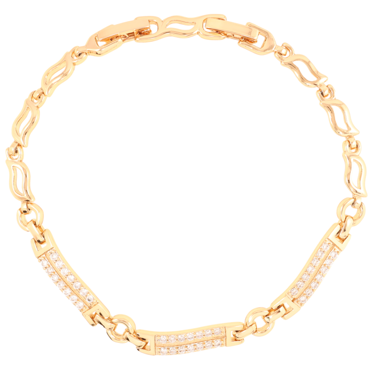 Браслет Xuping Позолота 18K Узор с инкрустацией цирконием длинна с доп.замком 17.5,19.5см х 4мм фото №7