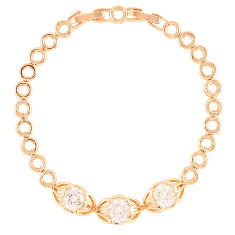 Браслет Xuping Позолота 18K «Три кристали в квітковій оправі» довжина з доп.замком 17,19см х 6мм фото №1