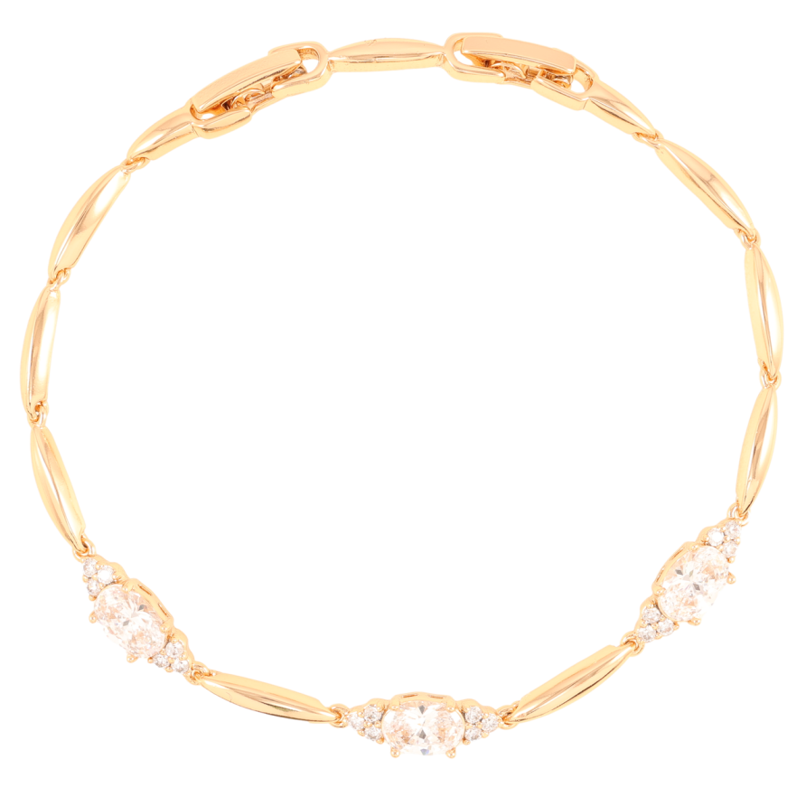 Браслет Xuping Позолота 18K Вставки с цирконием длинна с доп.замком 17,19см х 2мм фото №1