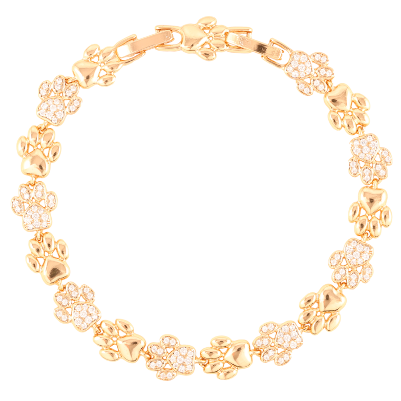 Браслет Xuping Позолота 18K Лапки с цирконием длинна с доп.замком 17,19см х 8мм фото №1