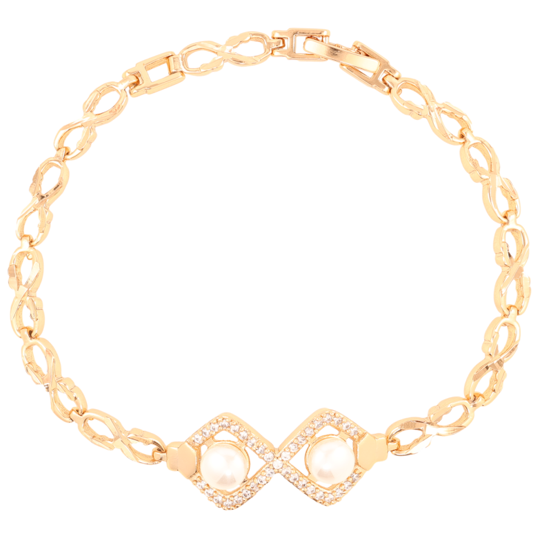 Браслет Xuping Позолота 18K «Декоративний візерунок з перлинами та цирконієм» довжина 19см х 5мм фото №1