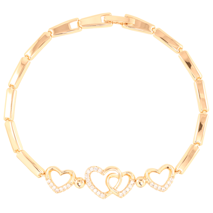 Браслет Xuping Позолота 18K Сердечки с цирконием длинна 19.5см х 3мм фото №4