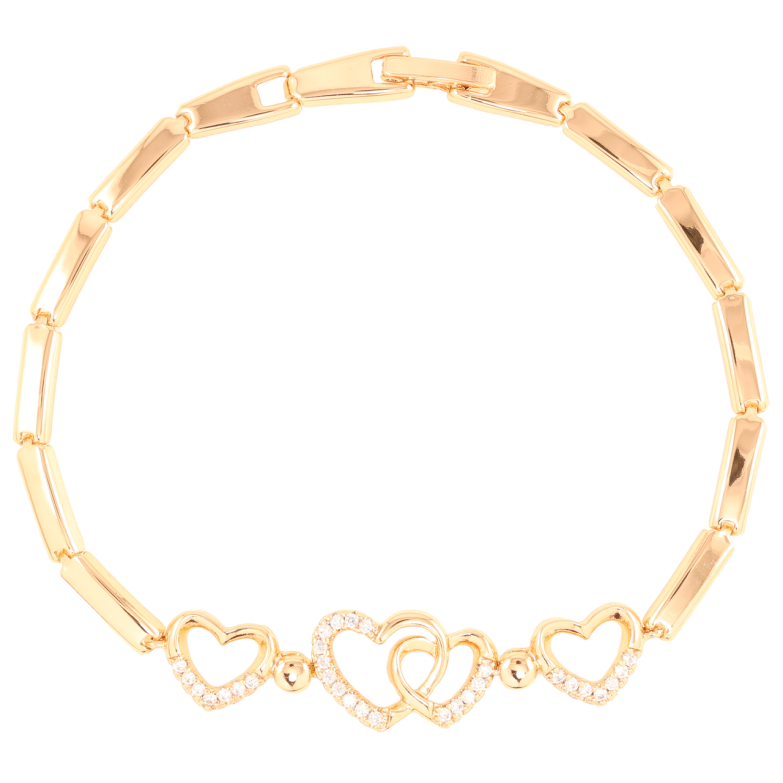 Браслет Xuping Позолота 18K «Сердечка з цирконієм» довжина 19.5см х 3мм фото №2